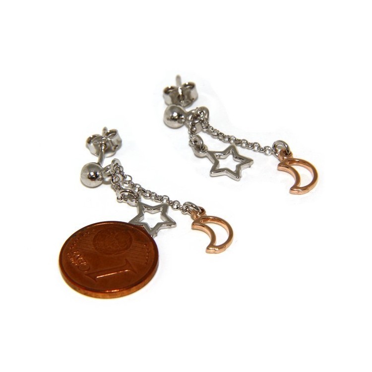 RMB|925: earrings with rolo chain 'ball pendant star rose moon