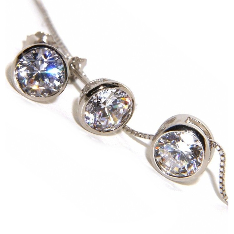 RMB|parure argento 925 cipollina 6mm collana orecchini punto luce