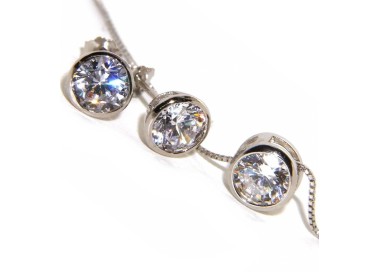 RMB|925 silver parure small onion 6mm necklace earrings light point