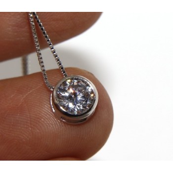 RMB|Argento 925 : Parure cipollino 6 mm punto luce con zircone. Catena veneziana ciondolo passante e Orecchini abbinati