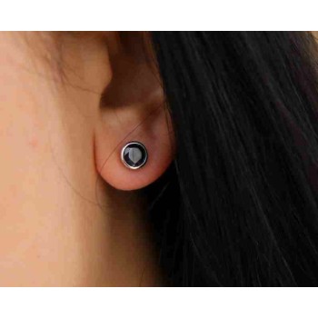 RMB|925: Earrings cipollino 6 mm light point with zircon. for men and women