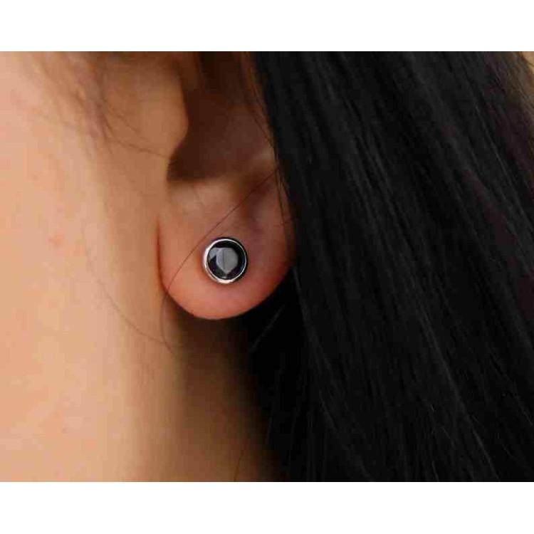 RMB|925: Earrings cipollino 6 mm light point with zircon. for men and women