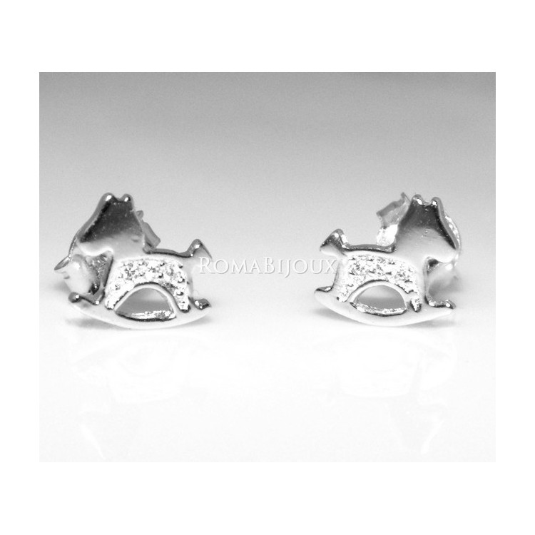 RMB|925 silver rocking horse earrings with white cubic zirconia