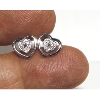 RMB|925: double heart earrings light point woman pave zircon White