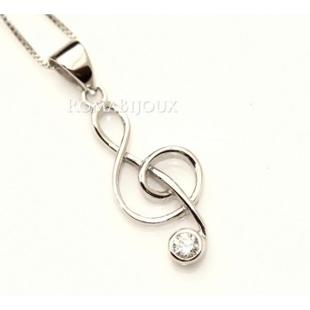 RMB|Parure musica chiave di sol Girocollo veneziano in argento 925 con ciondolo e Orecchini abbinati in Cofanetto