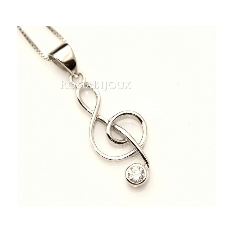 RMB|Parure musica chiave di sol Girocollo veneziano in argento 925 con ciondolo e Orecchini abbinati in Cofanetto