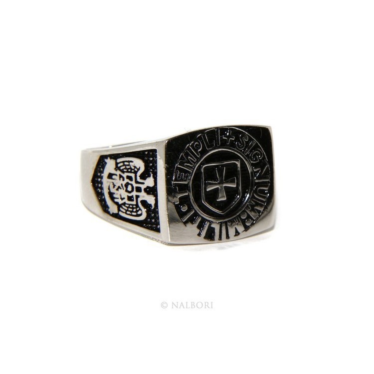 RMB|Ring Silver 925 Rectangular seal black gold shield man