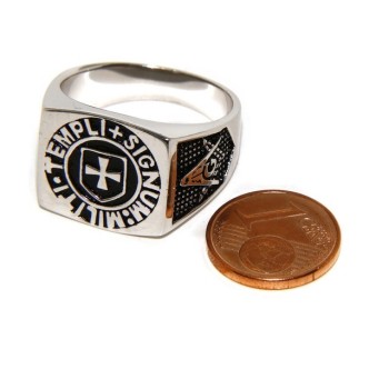 RMB|Ring Silver 925 Rectangular seal black gold shield man