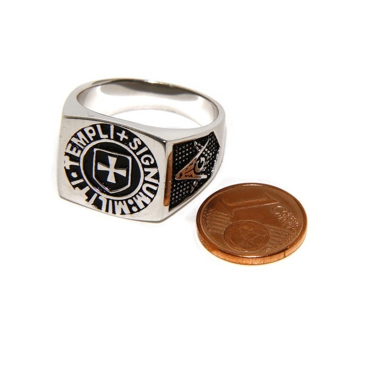 RMB|Ring Silver 925 Rectangular seal black gold shield man