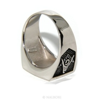 RMB|Ring Silver 925 Rectangular seal black gold shield man