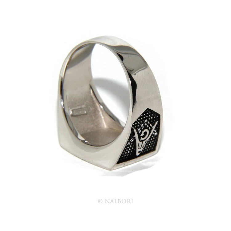 RMB|Ring Silver 925 Rectangular seal black gold shield man