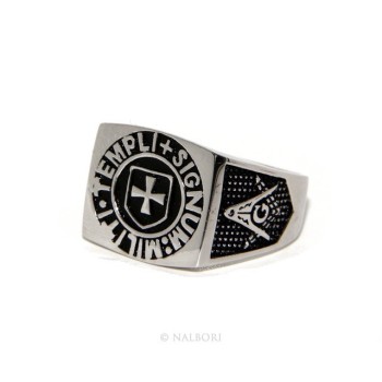 RMB|Anello Argento 925 da uomo scudo rettangolare sigillo croce nero