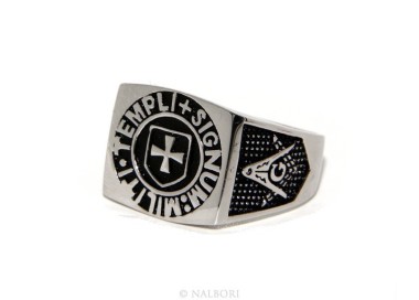 RMB|Anello Argento 925 da uomo scudo rettangolare sigillo croce nero