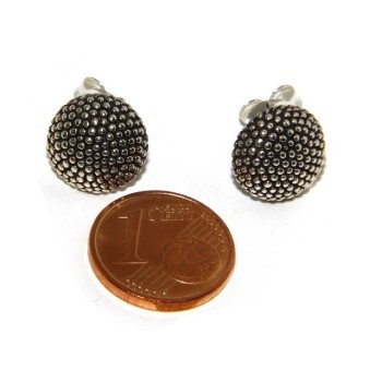 RMB|925: pair of man half sphere woman earrings studded processing Sardinian type 12