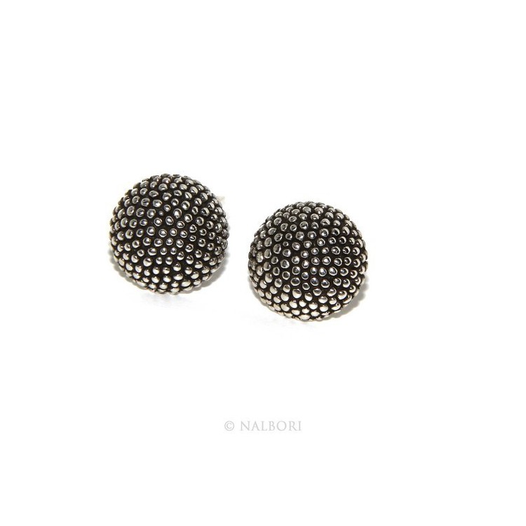 RMB|925: pair of man half sphere woman earrings studded processing Sardinian type 12