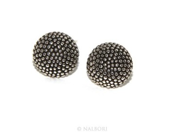 RMB|Argento 925 : coppia di orecchini uomo donna mezza sfera borchiati lavorazione tipo sarda 12mm