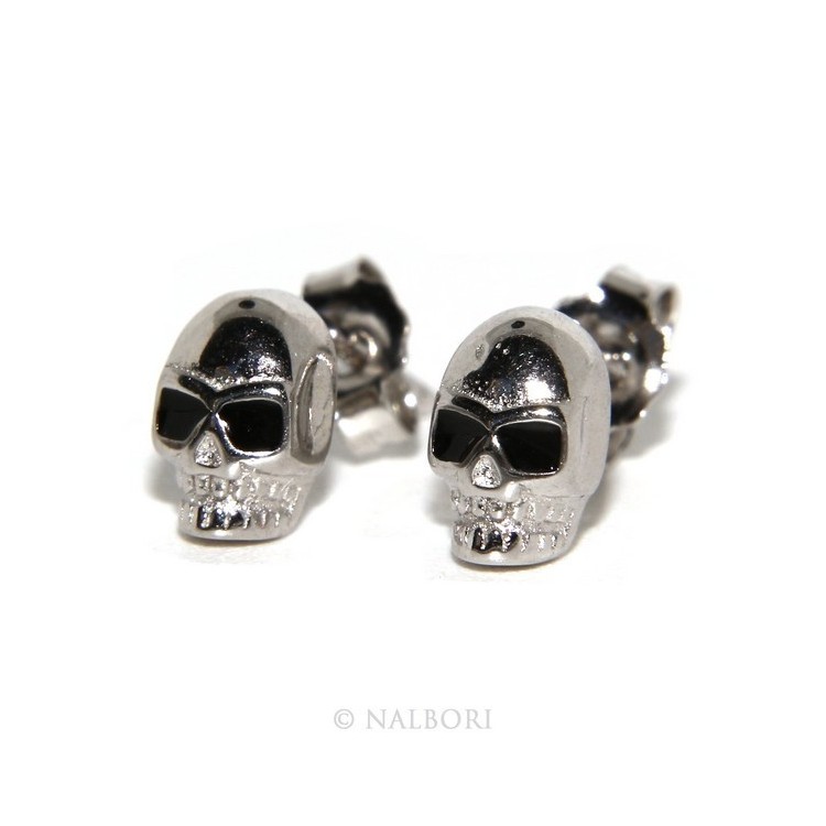 RMB|925: pair of tiny woman Man skulls casting earrings