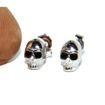RMB|925: pair of tiny woman Man skulls casting earrings