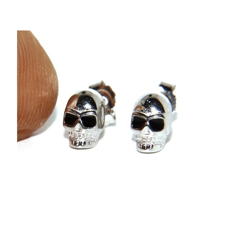 RMB|925: pair of tiny woman Man skulls casting earrings