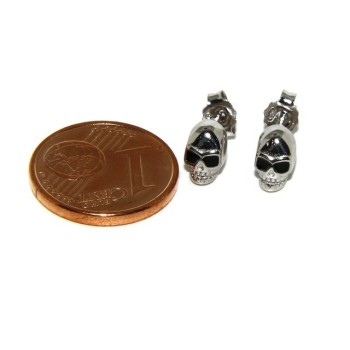 RMB|Argento 925 : coppia di orecchini microfusione molto piccoli teschi uomo donna