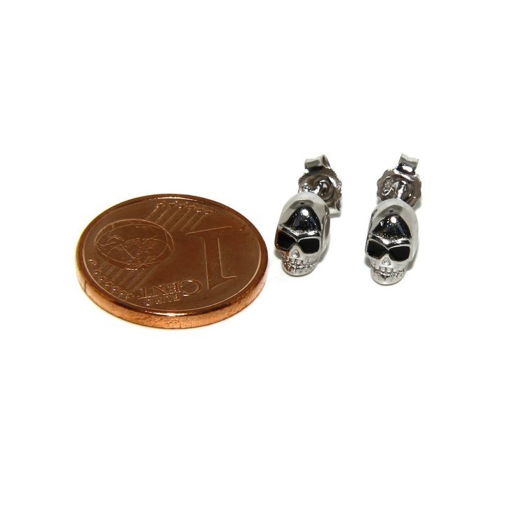 RMB|925: pair of tiny woman Man skulls casting earrings