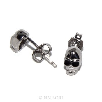 RMB|925: pair of tiny woman Man skulls casting earrings