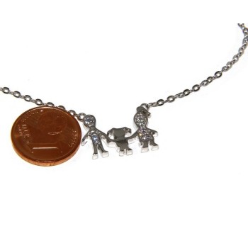 RMB|Argento 925 : Collana Collier donna pendente centrale famiglia con bambina figlia unica
