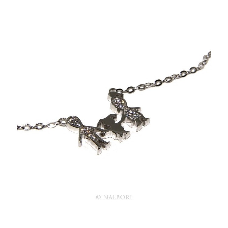 RMB|Argento 925 : Collana Collier donna pendente centrale famiglia con bambina figlia unica