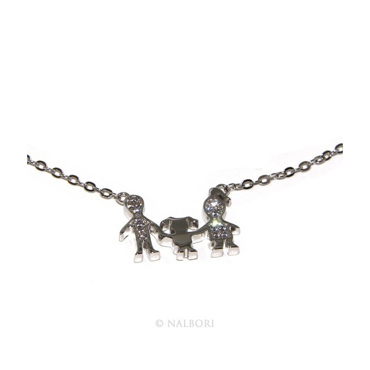 RMB|Argento 925 : Collana Collier donna pendente centrale famiglia con bambina figlia unica