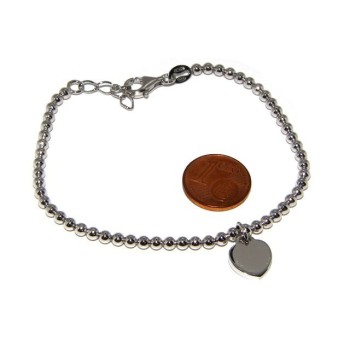 RMB|Bracelet in 925 sterling silver pendant woman balls with smooth heart pendant