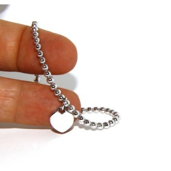 RMB|Bracelet in 925 sterling silver pendant woman balls with smooth heart pendant