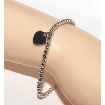 RMB|Bracelet in 925 sterling silver pendant woman balls with smooth heart pendant
