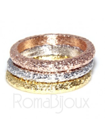 Argento 925 Italiano : anello fusione 3 colori (oro bianco giallo rosa) diamantato mis 16 o 14