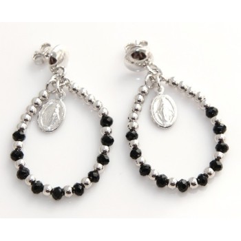 RMB|Argento 925 : orecchini donna rosario palline goccia e madonna