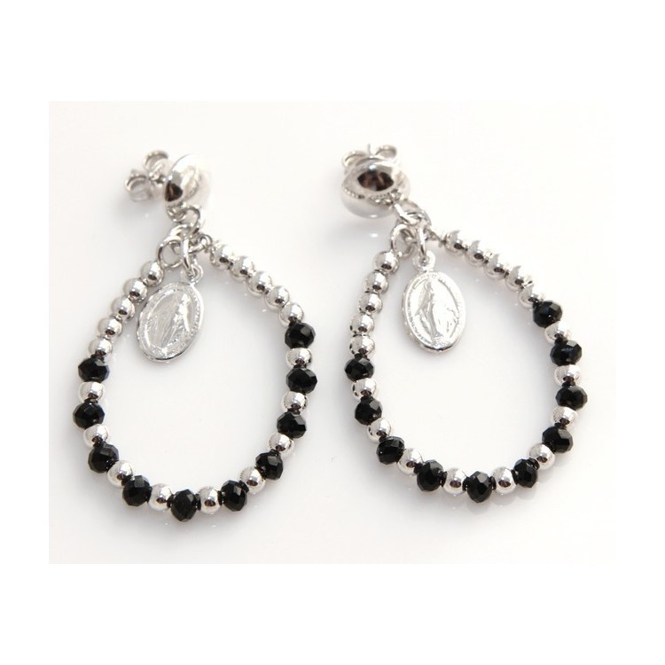 RMB|Argento 925 : orecchini donna rosario palline goccia e madonna
