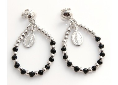 RMB|Argento 925 : orecchini donna rosario palline goccia e madonna