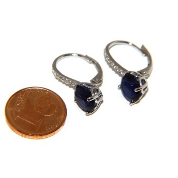 RMB|925: earrings zircon blue light point woman sapphire brilliant 8mm nun Safety