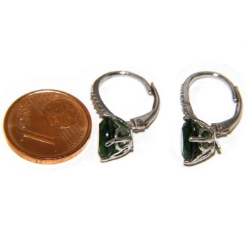 RMB|925: earrings zircon   light point woman green emerald brilliant 8mm nun Safety