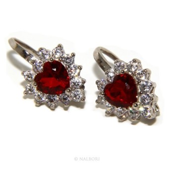 RMB|925: earrings woman point light blue sapphire  zircon white heart nun Safety