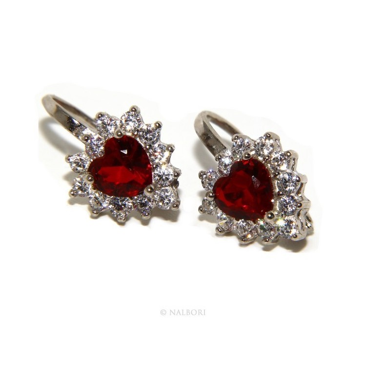 RMB|925: earrings woman point light blue sapphire  zircon white heart nun Safety