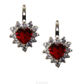 RMB|Argento 925 : orecchini donna punto luce zircone blu sapphire bianco cuore monachella sicurezza