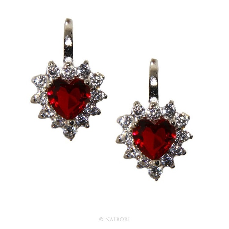 RMB|Argento 925 : orecchini donna punto luce zircone blu sapphire bianco cuore monachella sicurezza