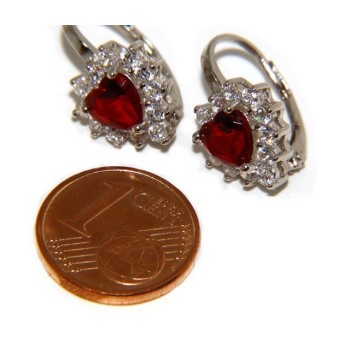 RMB|Argento 925 : orecchini donna punto luce zircone blu sapphire bianco cuore monachella sicurezza