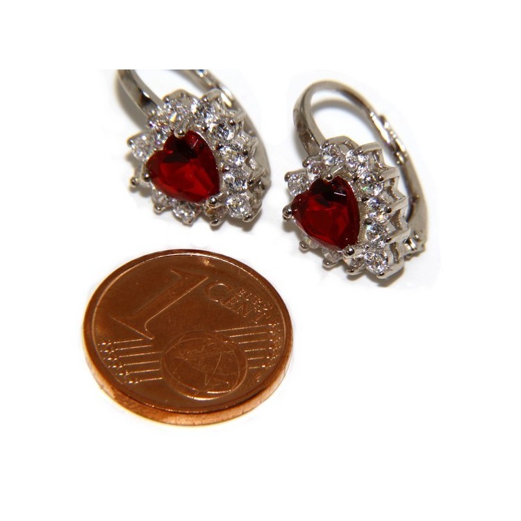 RMB|925: earrings woman point light blue sapphire  zircon white heart nun Safety