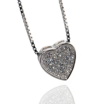 RMB|heart necklace 925 silver pavé with zircons microsetting collier woman
