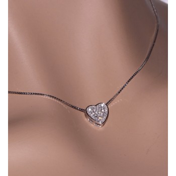 RMB|NALBORI collana cuore argento 925 pavè di zirconi microsetting collier donna