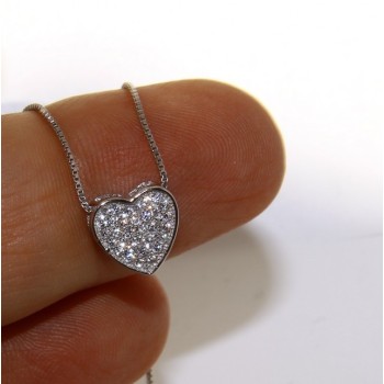 RMB|925: Necklace Collier woman's heart pave cubic zirconia microsetting