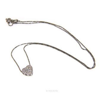 RMB|Argento 925 : Collana Collier donna cuore pavè di zirconi microsetting