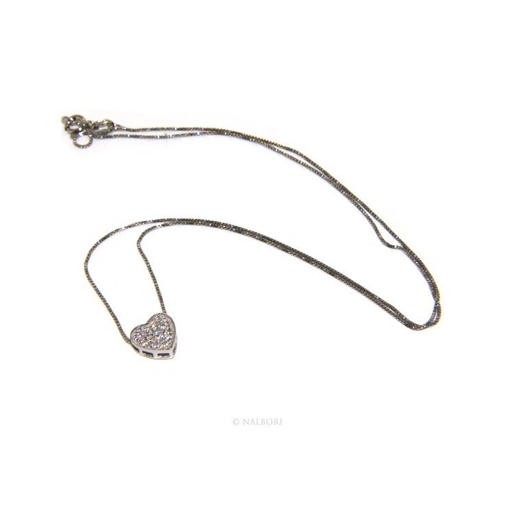 RMB|Argento 925 : Collana Collier donna cuore pavè di zirconi microsetting