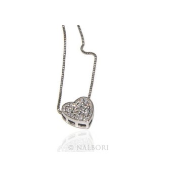 RMB|Argento 925 : Collana Collier donna cuore pavè di zirconi microsetting